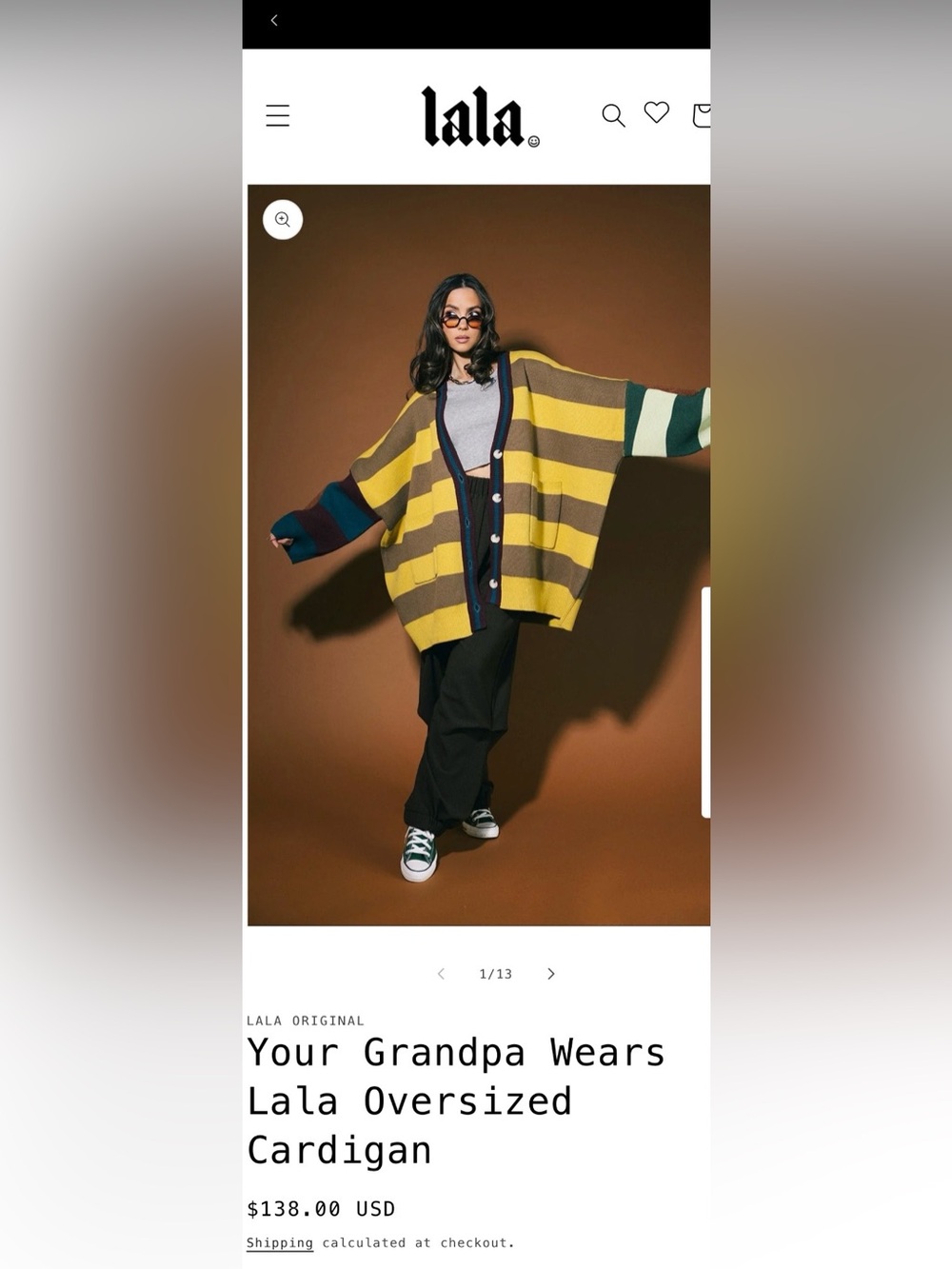 You Grandpa Wears Lala Stripe Cardigan - Yellow Multi S/M